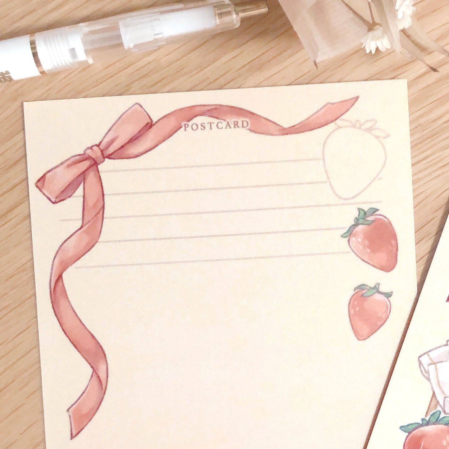 strawberry rose tea postcard