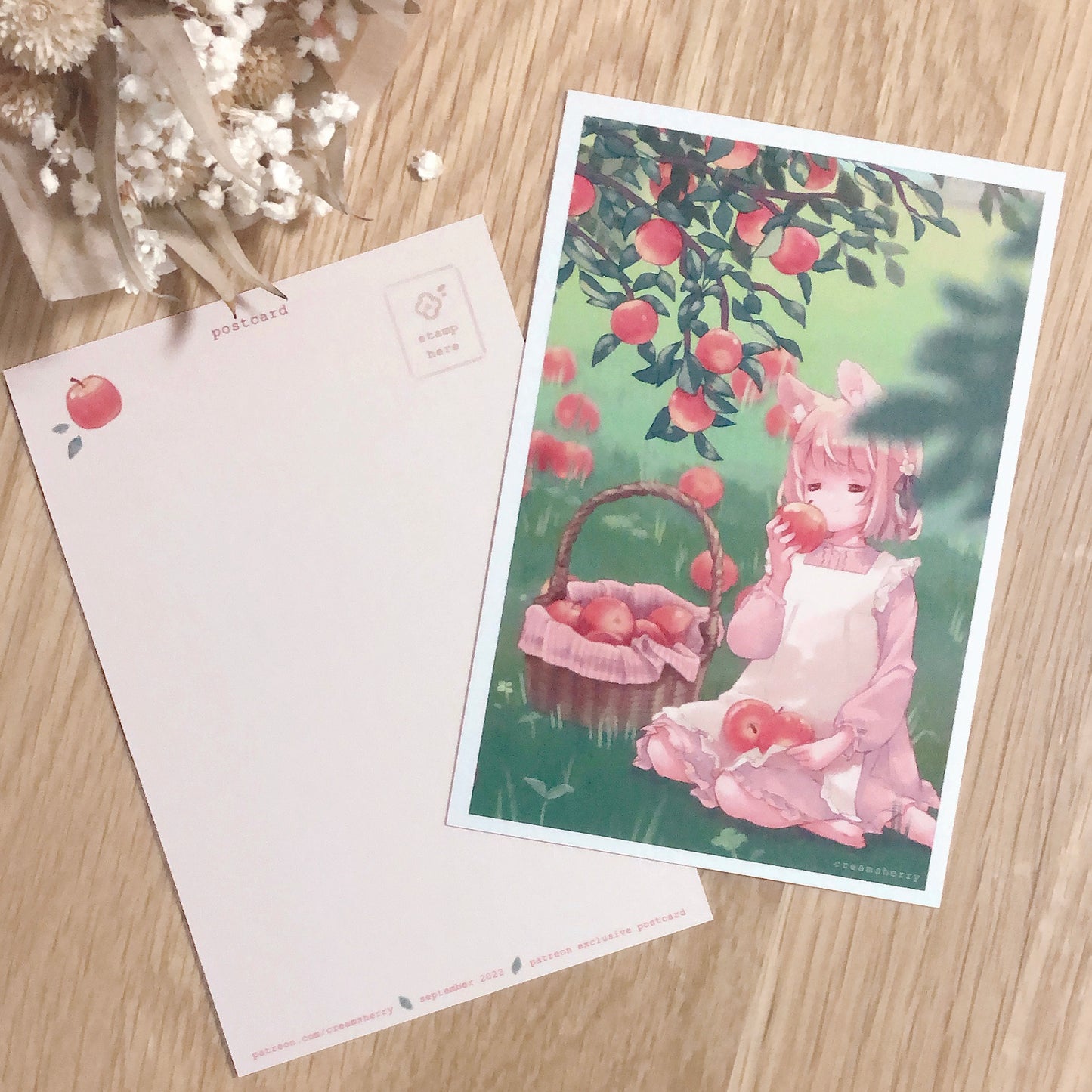 apple picking postcard