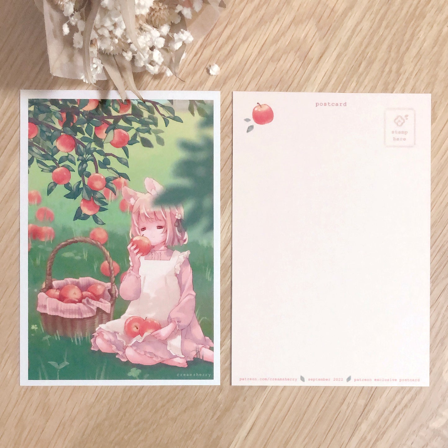 apple picking postcard