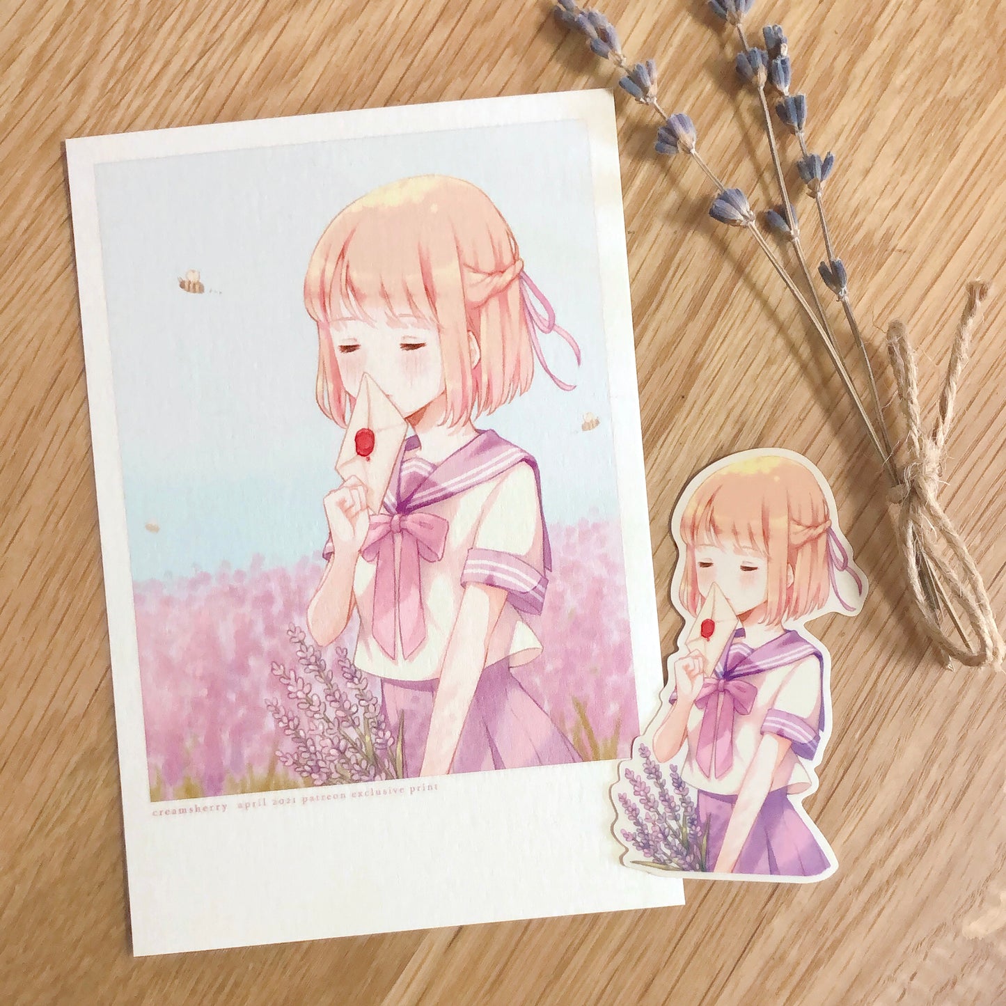 lavender girl print & sticker