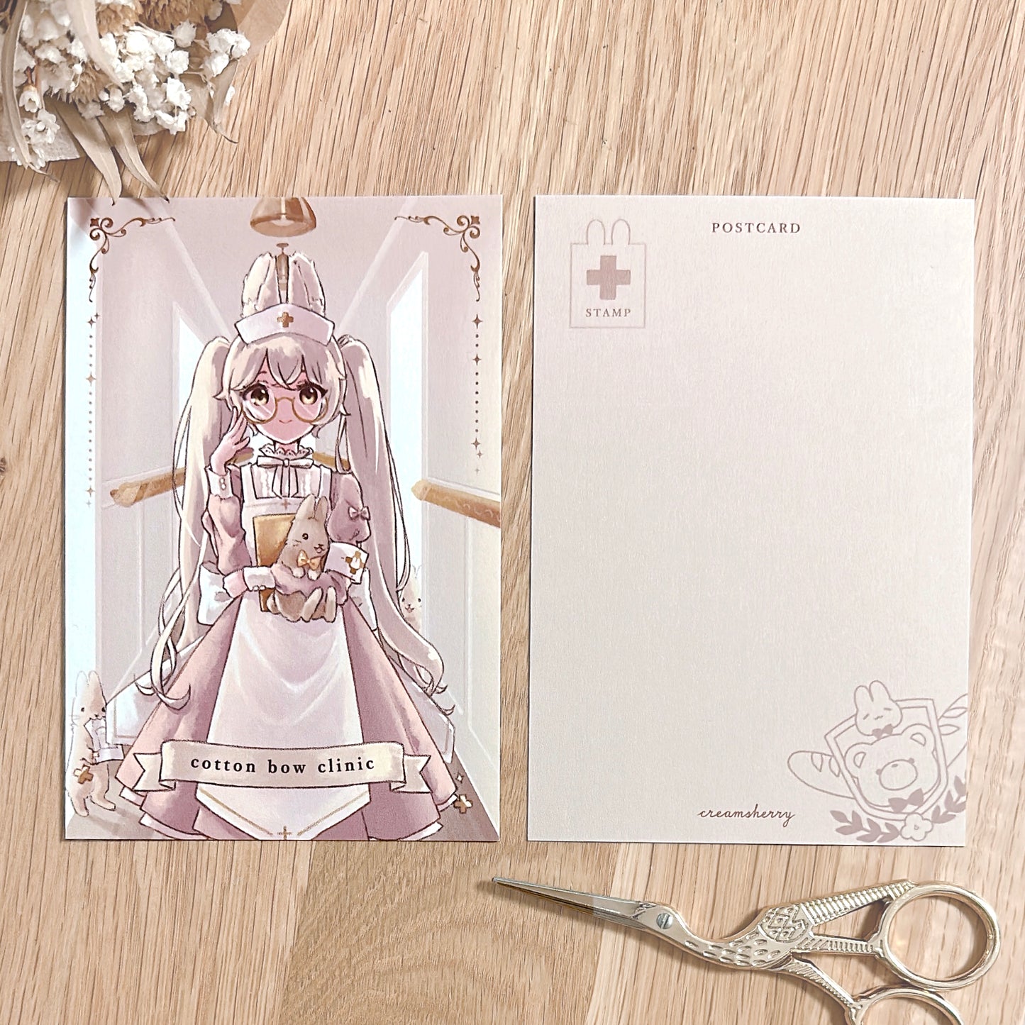cotton bow clinic postcard & sticker sheet