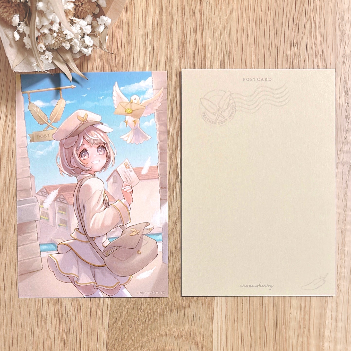 feather post office postcard