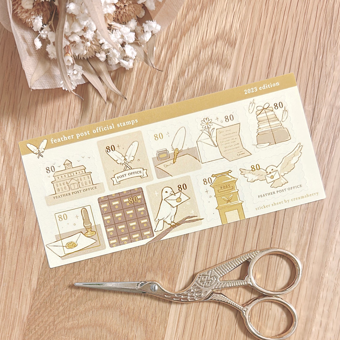 feather post stamp sticker sheet