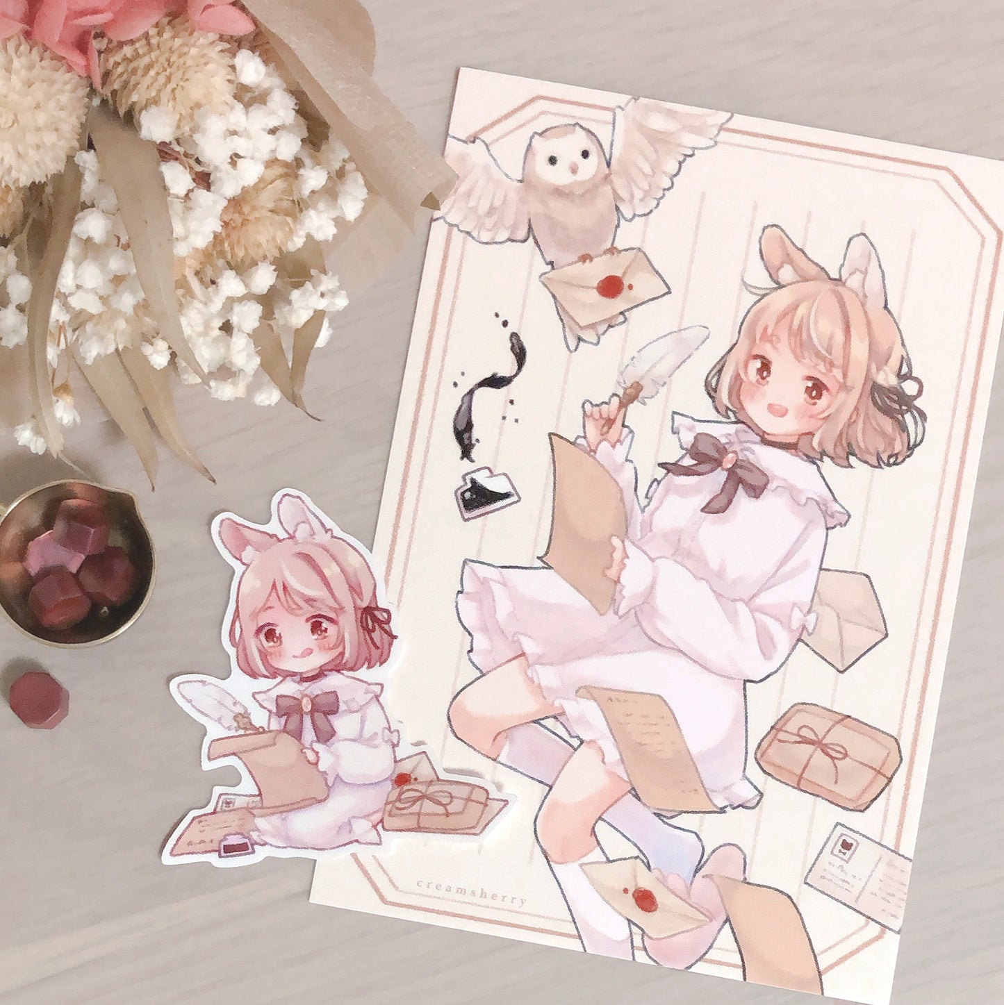 letter writing postcard & sticker