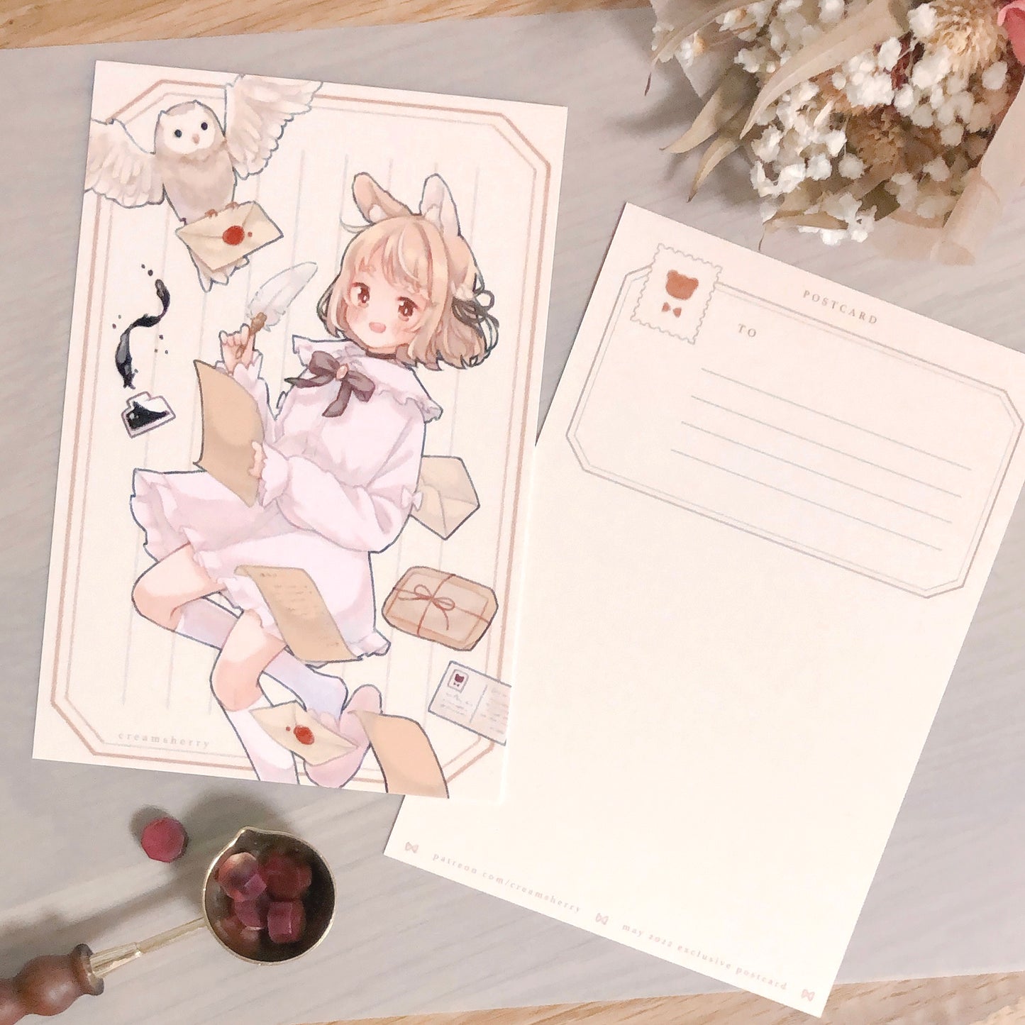 letter writing postcard & sticker