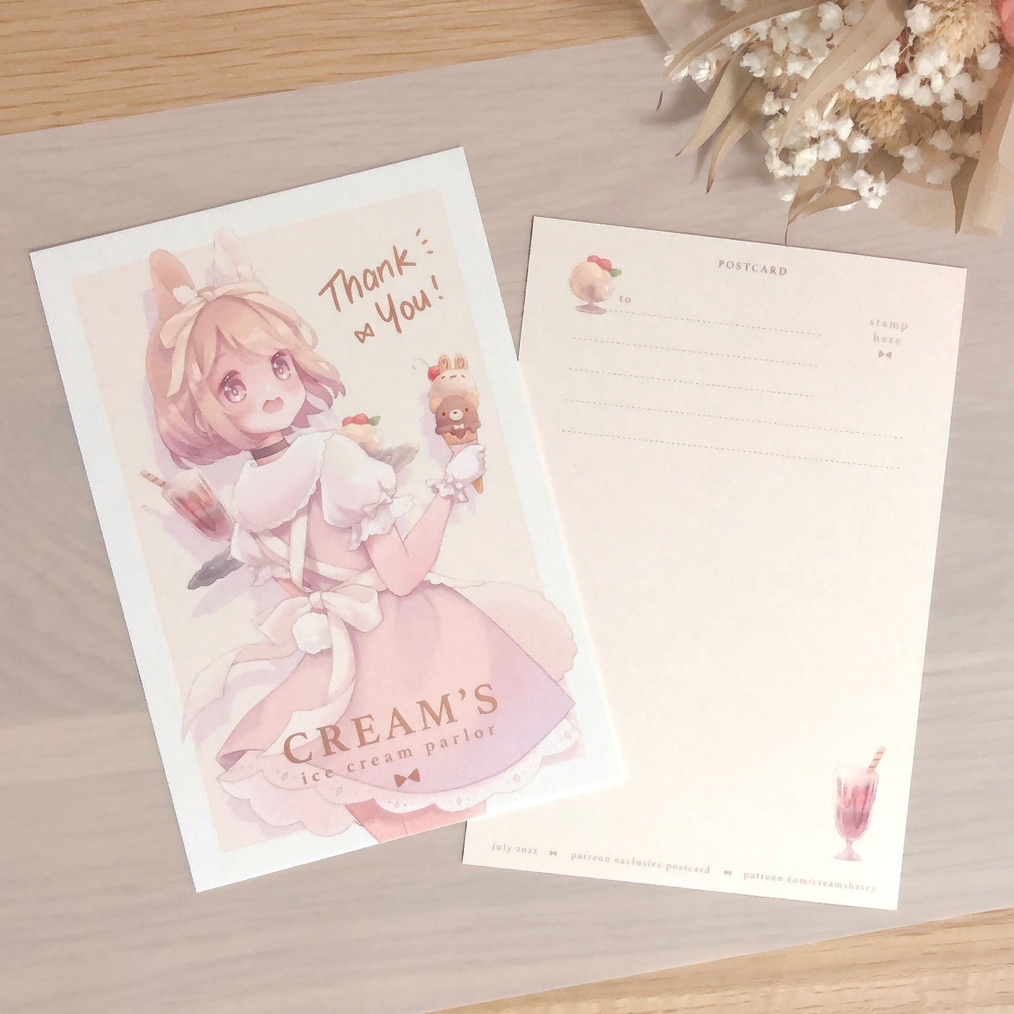 ice cream parlor postcard