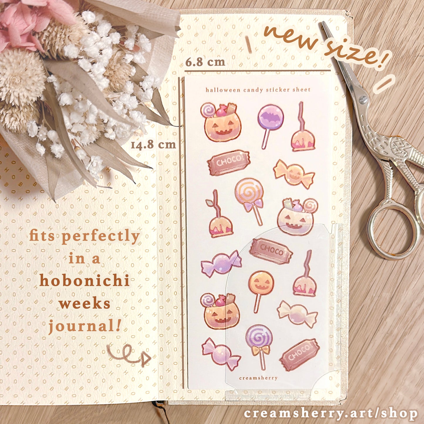 hand-cut halloween postcard & sticker sheet