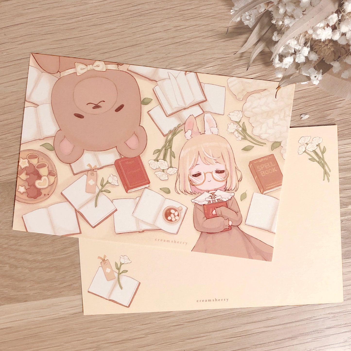 autumn reading postcard