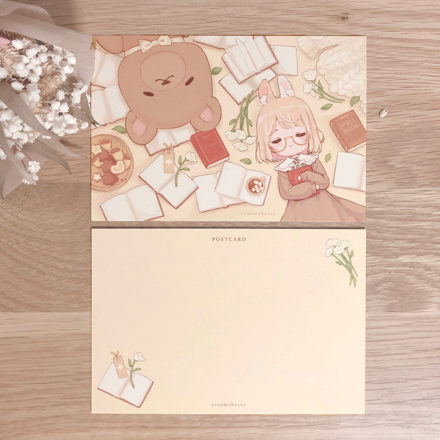 autumn reading postcard