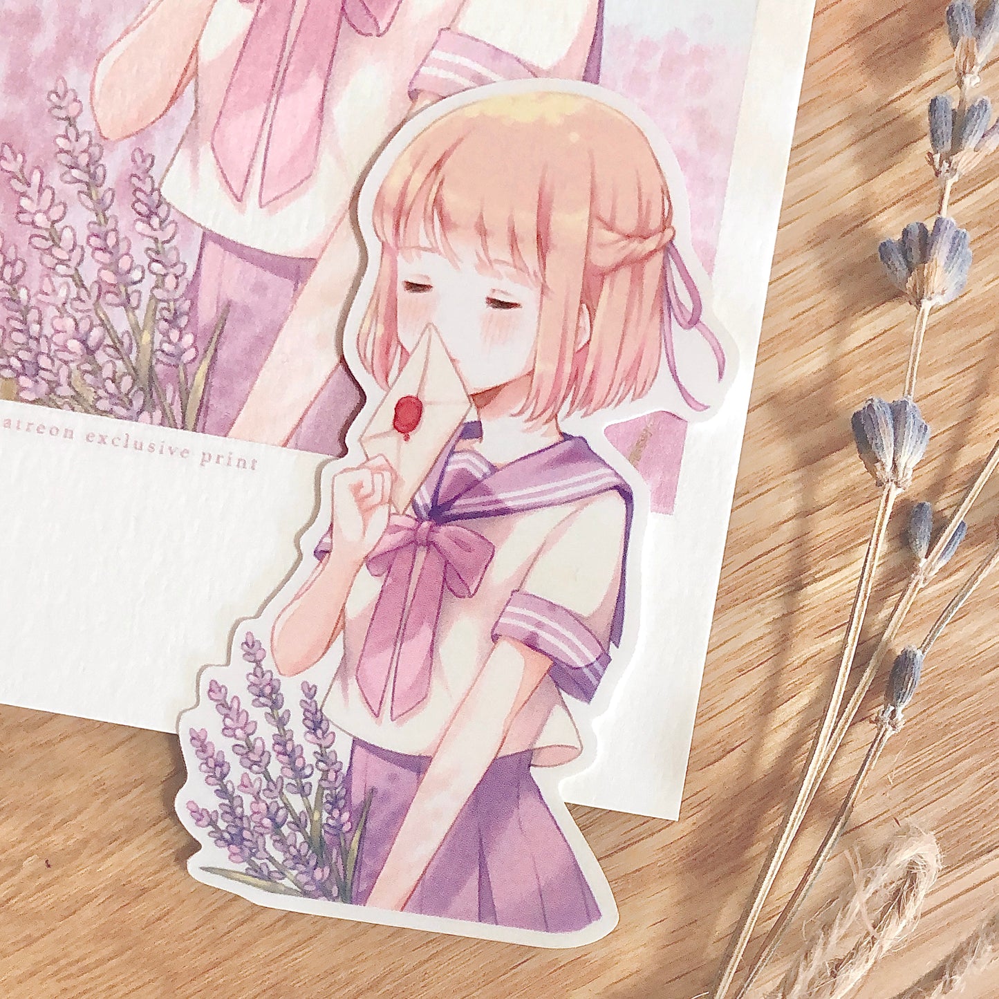 lavender girl print & sticker