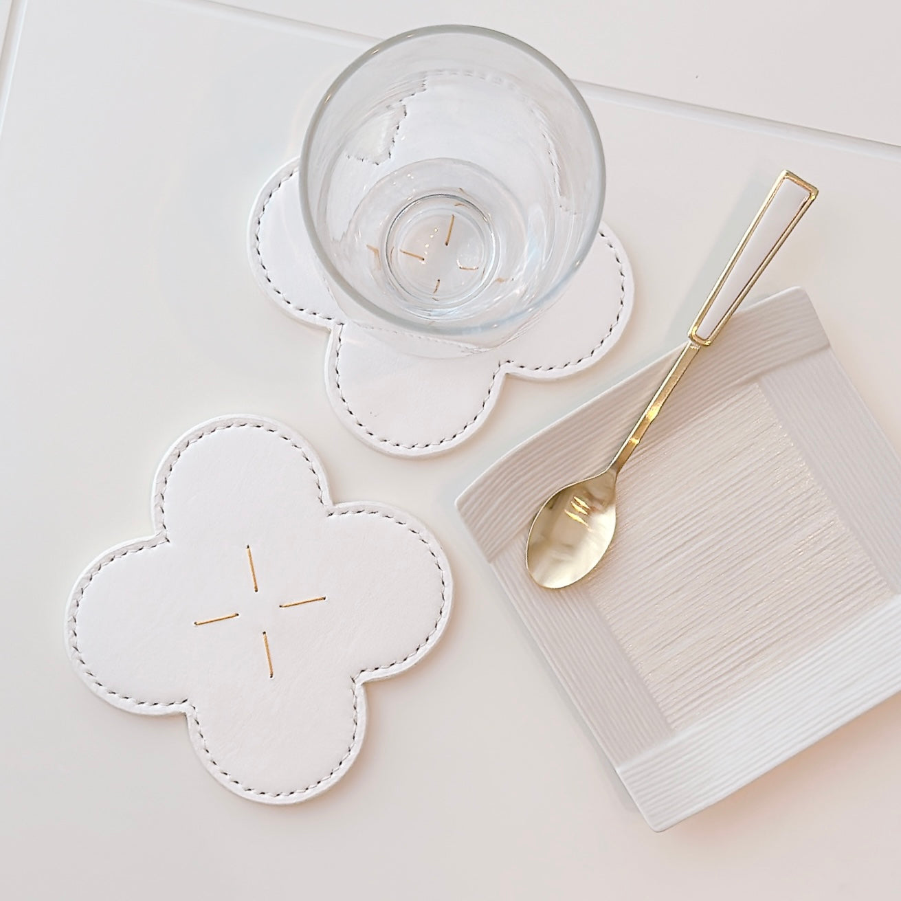 flower-shaped leather coasters