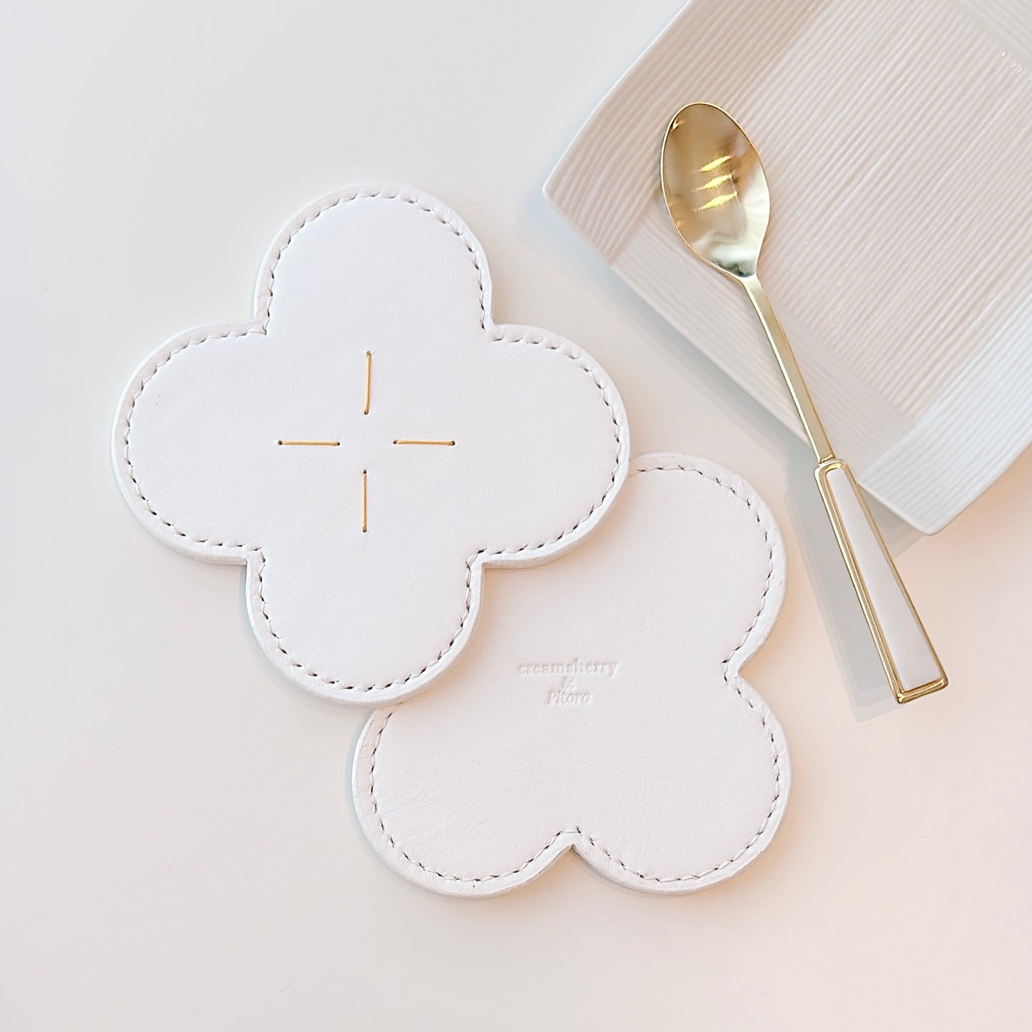 flower-shaped leather coasters