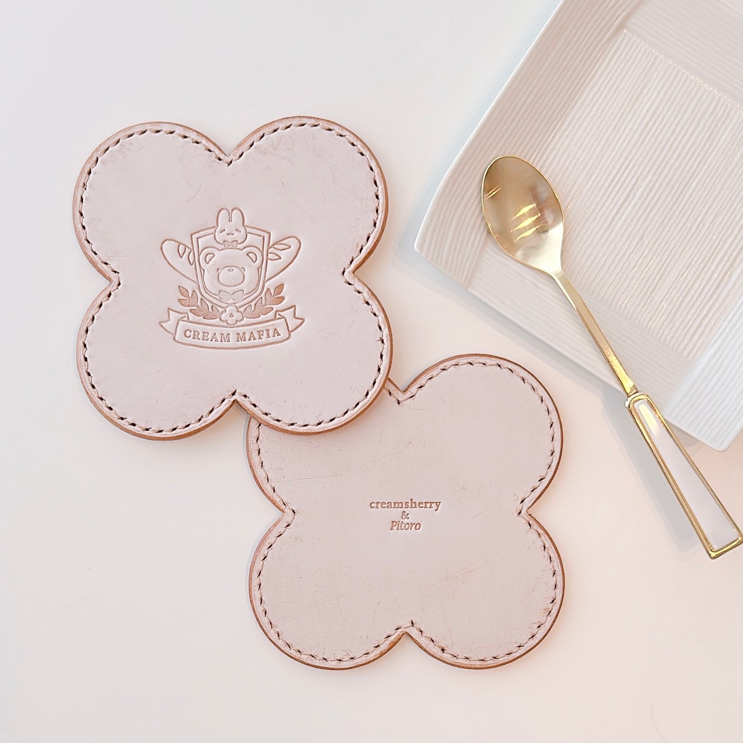 flower-shaped leather coasters