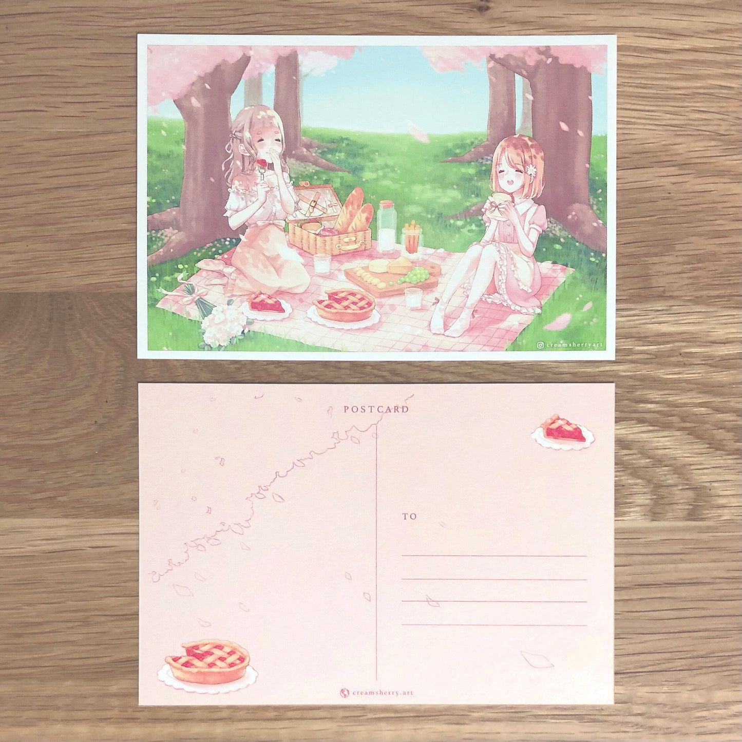 picnic under the sakura postcard