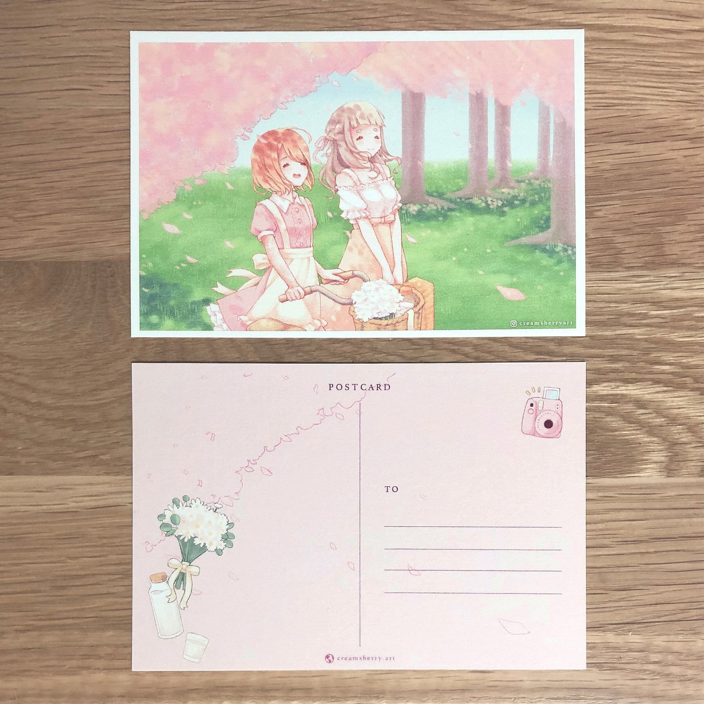 walking under the sakura postcard